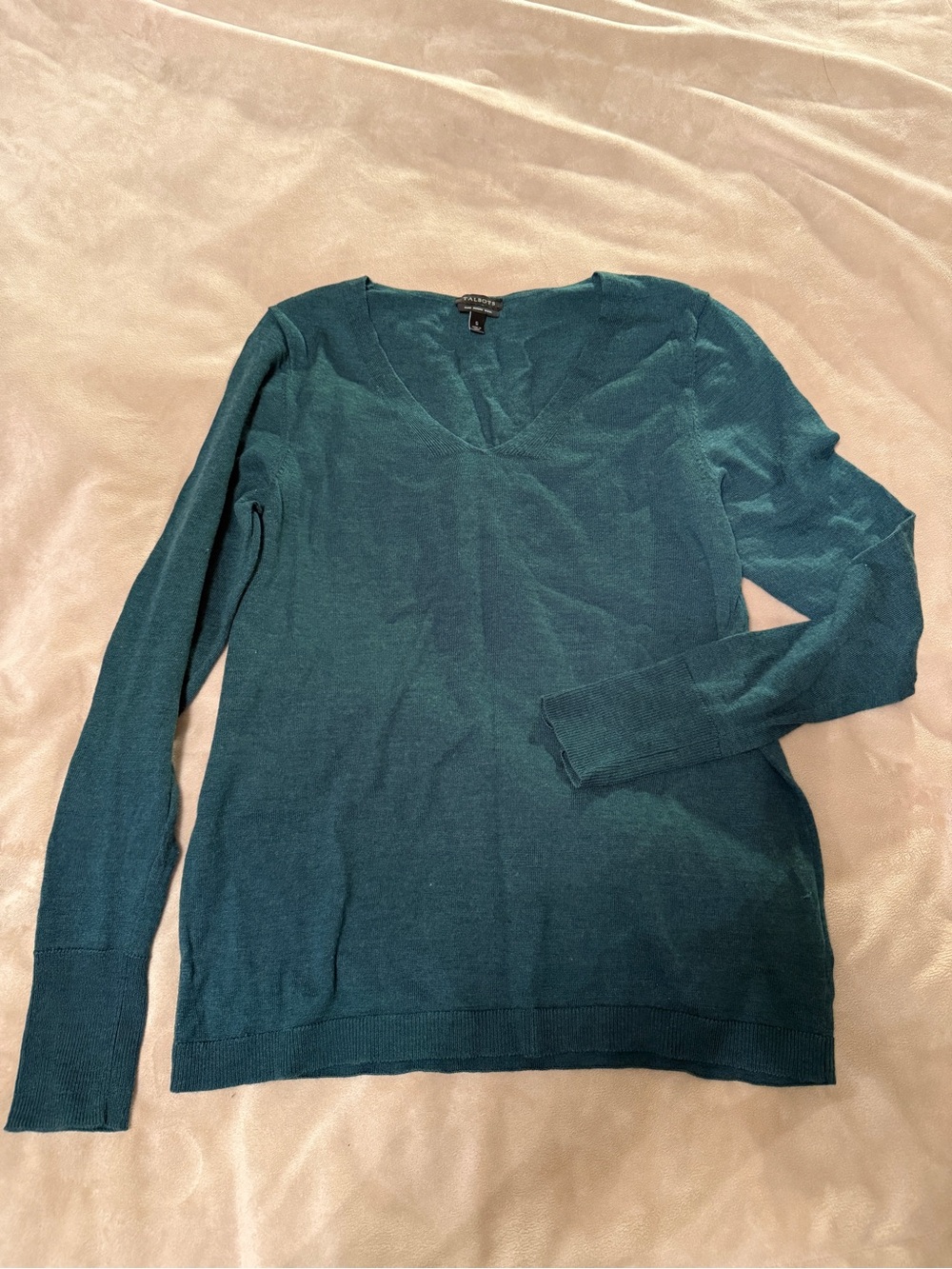 Talbots Teal V-Neck Lightweight Pullover